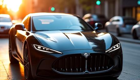 Shiny car parked in New York City street